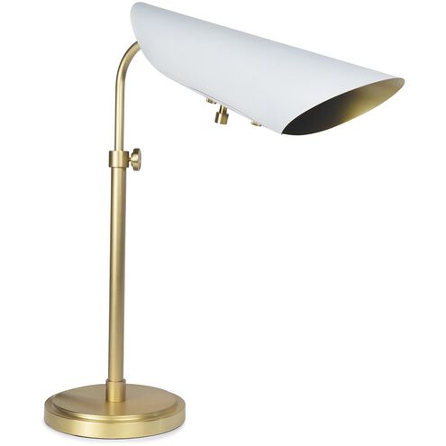 Vest 26.5 inch 60 watt White and Natural Brass Table Lamp Portable Light