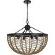 Lillington 4 Light 25 inch Burlap and Black Pendant Ceiling Light, Dome Style