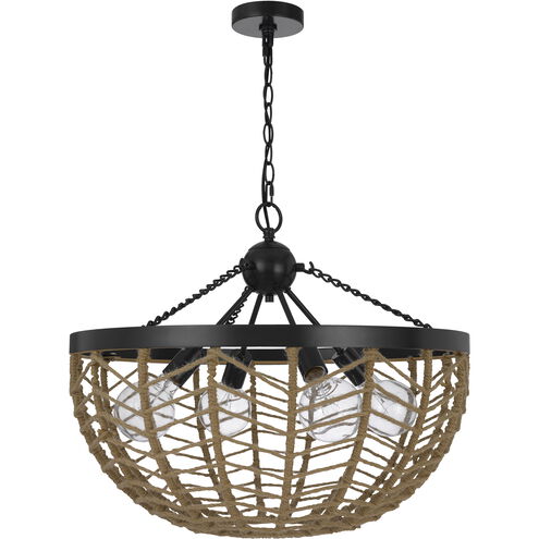 Lillington 4 Light 25 inch Burlap and Black Pendant Ceiling Light, Dome Style