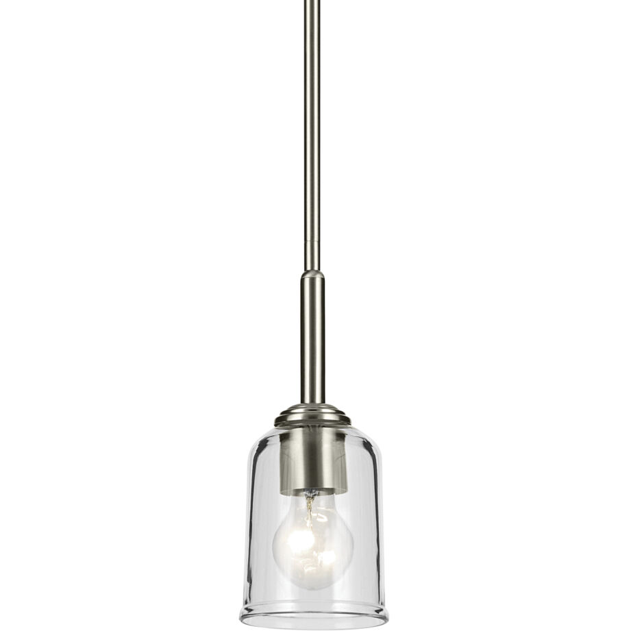 Shailene 1 Light Brushed Nickel Mini Pendant Ceiling Light in Clear