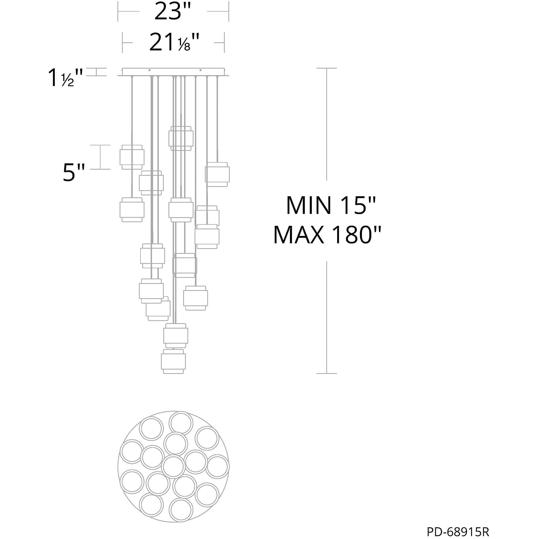 Banded LED 23 inch Aged Brass Chandelier Ceiling Light, dweLED