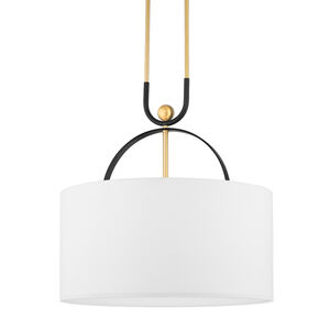Campbell Hall 3 Light 24 inch Aged Brass and Black Brass Pendant Ceiling Light