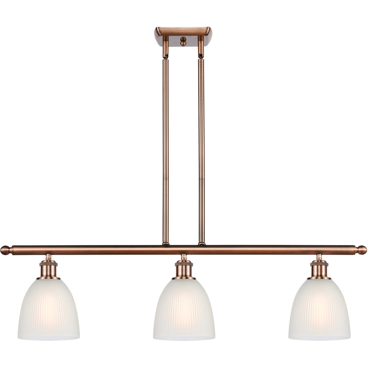 Ballston Castile LED 36 inch Antique Copper Island Light Ceiling Light in White Glass, Ballston