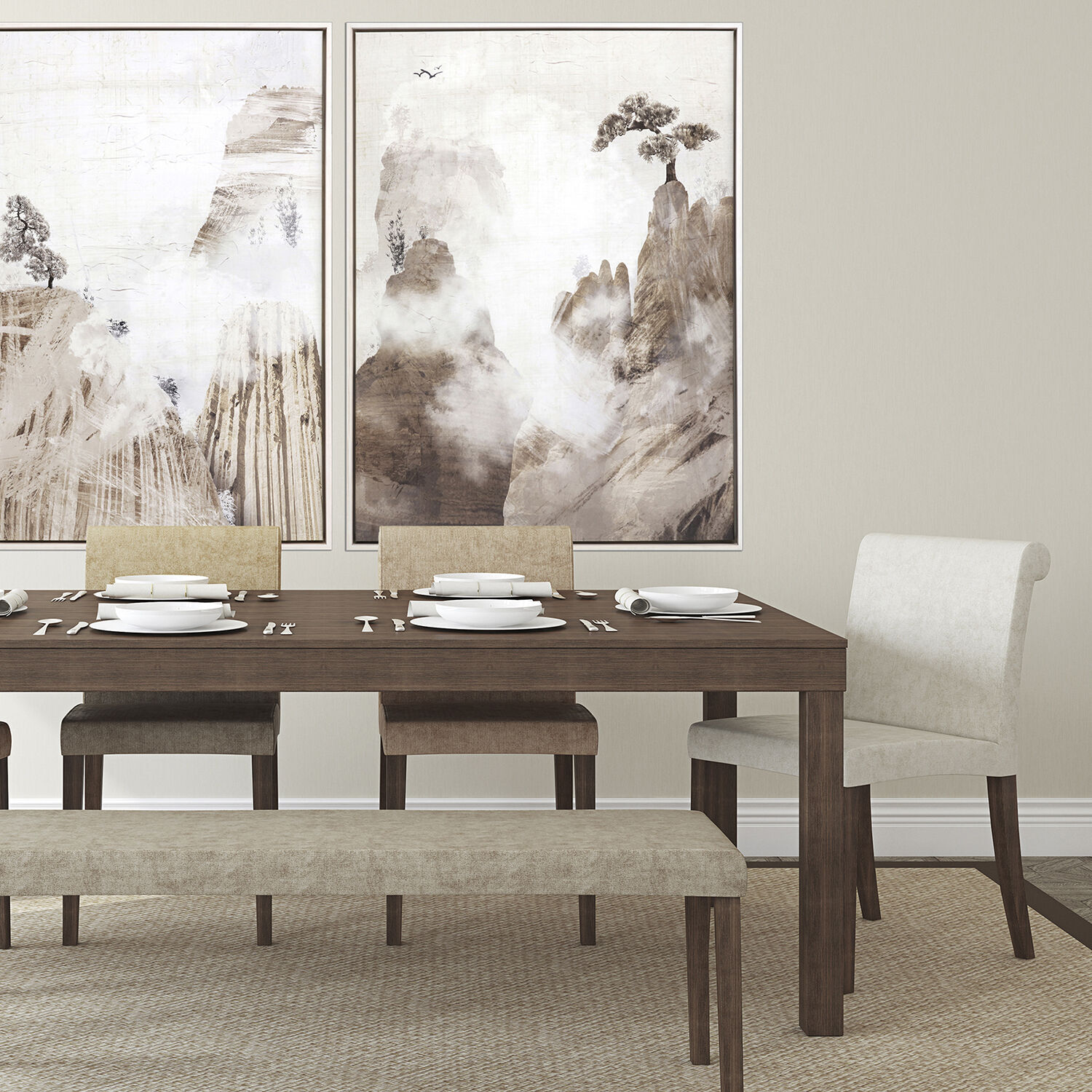 Wanderlust Brown and Beige and Neutral and Sepia Canvas