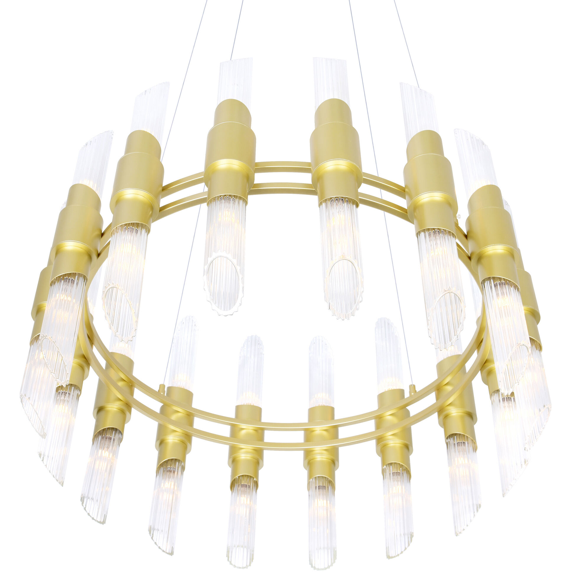Croissant 32 Light 32 inch Satin Gold Chandelier Ceiling Light