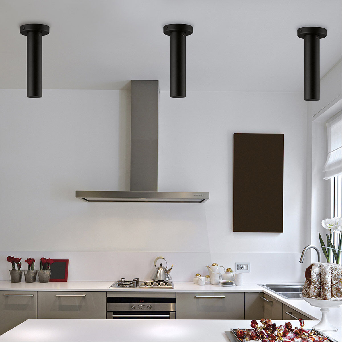 Tortoreto LED 2.36 inch Matte Black Tubular Flush Mount Ceiling Light