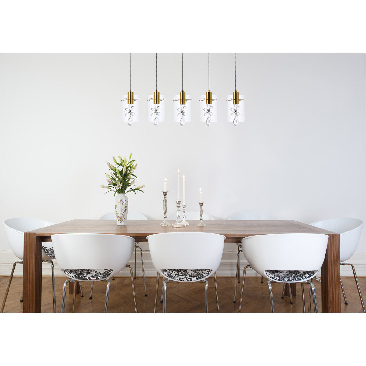Hana 5 Light 36 inch Gold Linear Pendant Ceiling Light