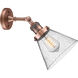 Franklin Restoration Large Cone LED 8 inch Antique Copper Sconce Wall Light in Seedy Glass, Franklin Restoration