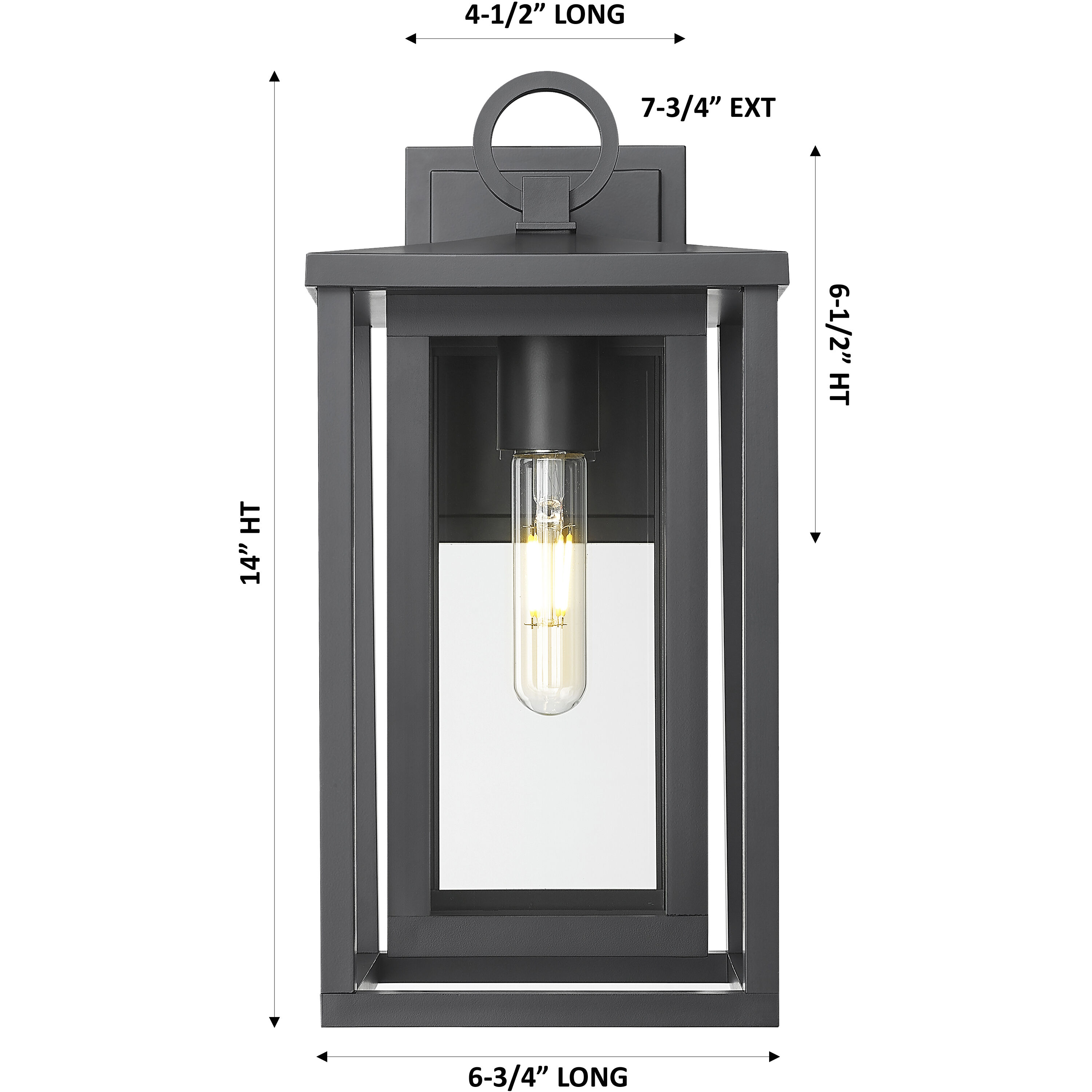 Ashland 1 Light 14 inch Matte Black Outdoor Sconce in Clear Glass