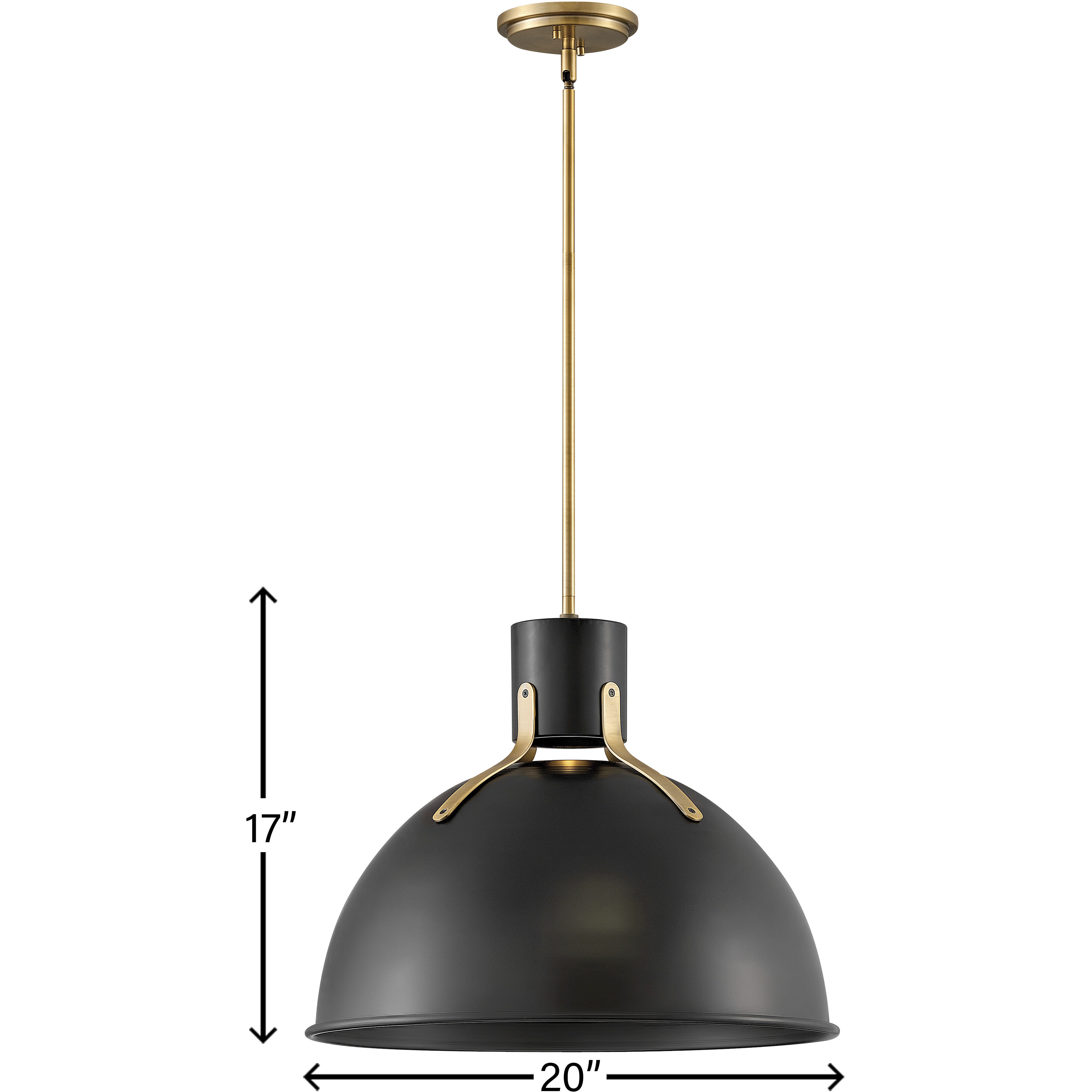 Argo LED 20 inch Satin Black with Lacquered Brass Indoor Pendant Ceiling Light