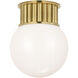 Chapman & Myers Nolan LED 9 inch Antique-Burnished Brass Flush Mount Ceiling Light in White Glass