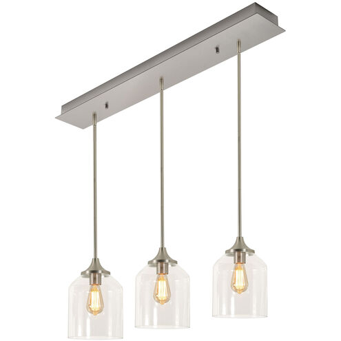 William 3 Light 7.87 inch Satin Nickel Linear Pendant Ceiling Light