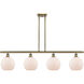 Ballston Athens LED 48 inch Antique Brass Island Light Ceiling Light in Matte White Glass, Ballston