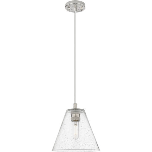 Crown Point 1 Light 8 inch Satin Nickel Pendant Ceiling Light in Seedy Glass
