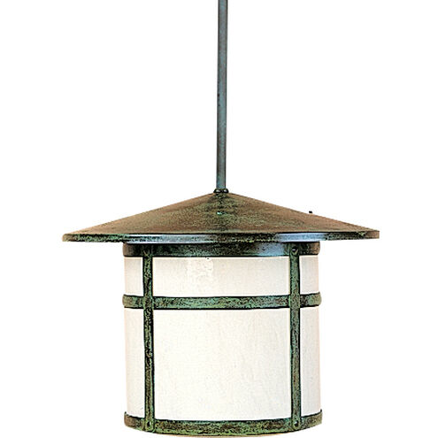Berkeley 1 Light 17 inch Verdigris Patina Pendant Ceiling Light in White Opalescent