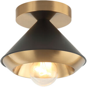 Velax 1 Light 8.5 inch Matte Black Ceiling Mount Ceiling Light in Matte Black and Aged Gold Brass
