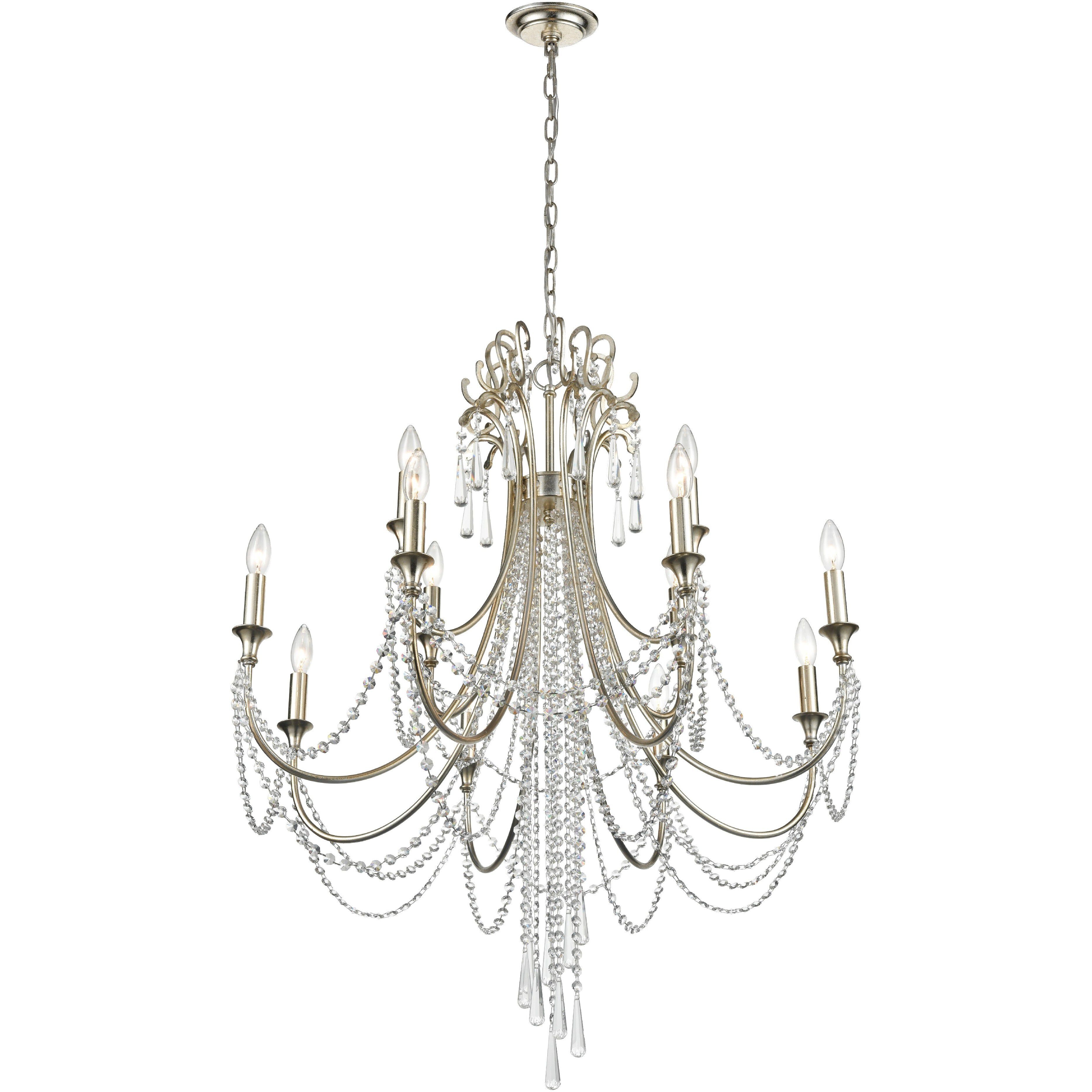 Arcadia 12 Light 32.5 inch Antique Silver Chandelier Ceiling Light