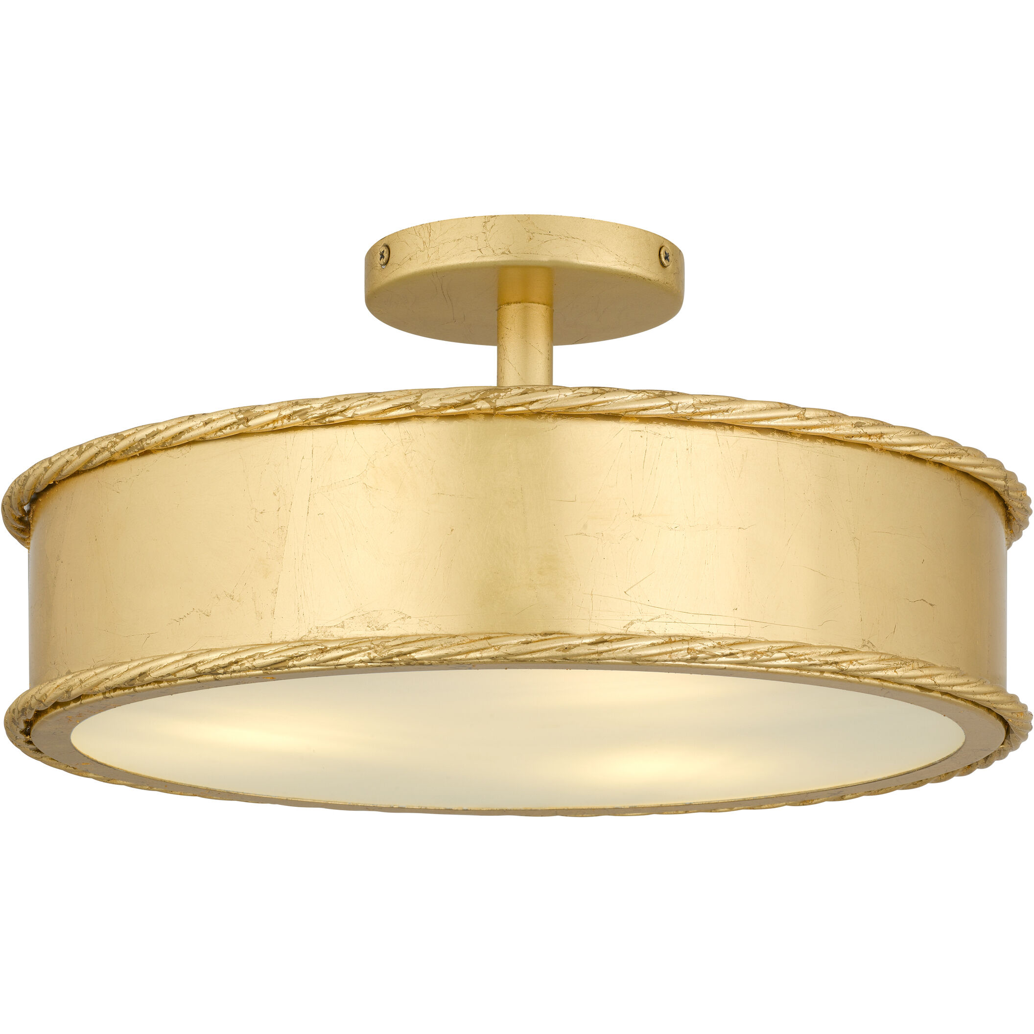 Mara 3 Light 16 inch Gold Leaf Semi-Flush Mount Ceiling Light