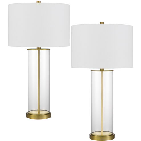 Hookerton 29 inch 150.00 watt Antique Brass Table Lamp Portable Light, Column Style