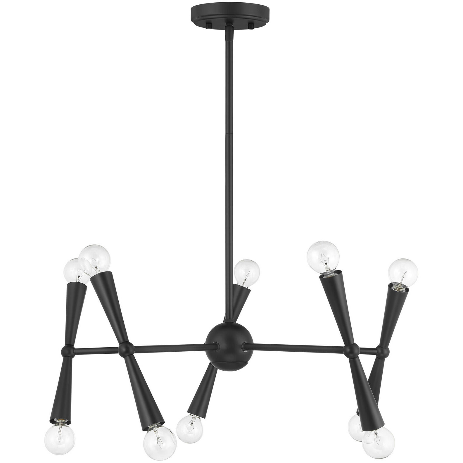 Contemporary 10 Light 24 inch Matte Black Chandelier Ceiling Light