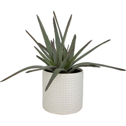 Taos Green with Ivory and Beige Glaze Aloe Centerpiece
