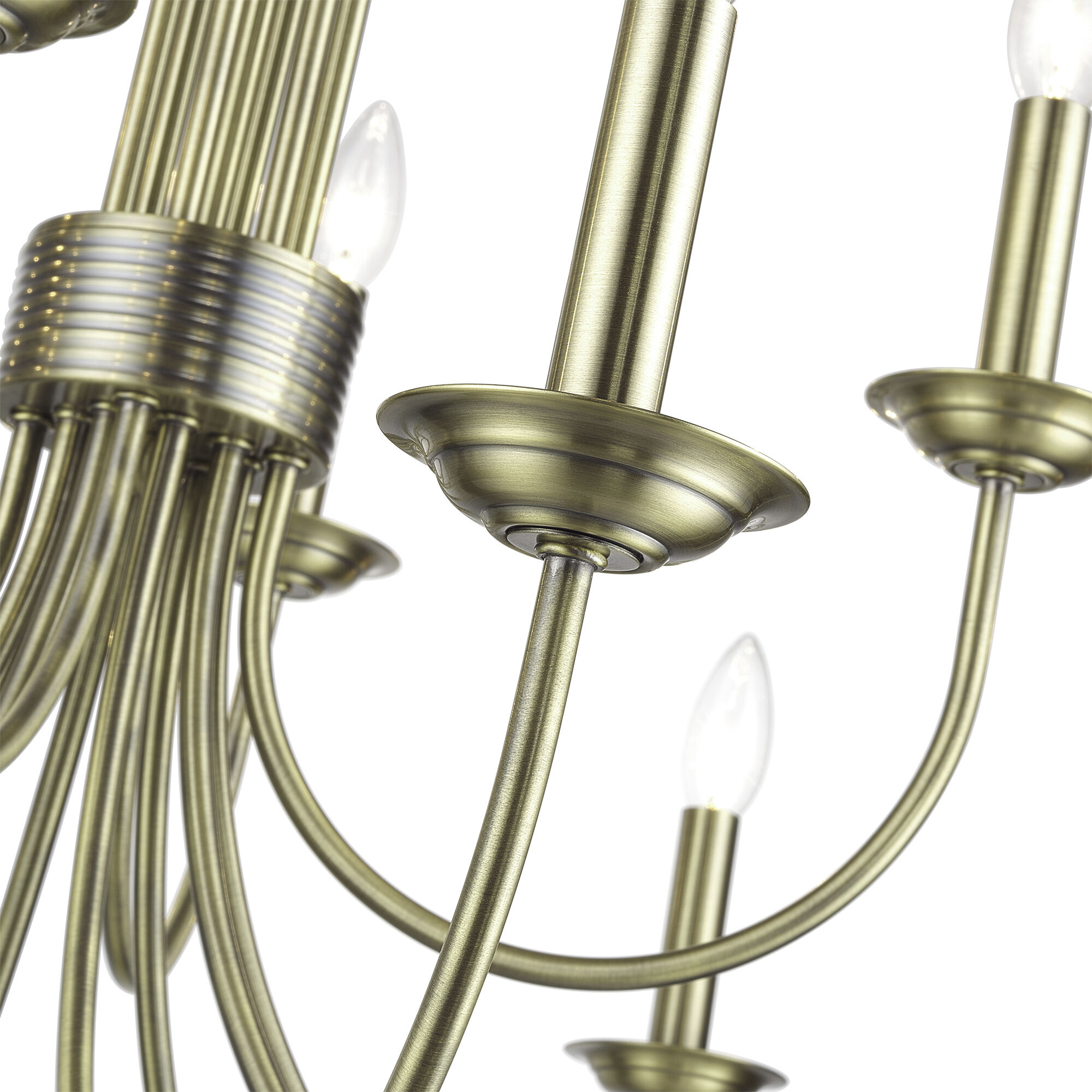 Estate 12 Light 36 inch Antique Brass 2-Tier Chandelier Ceiling Light