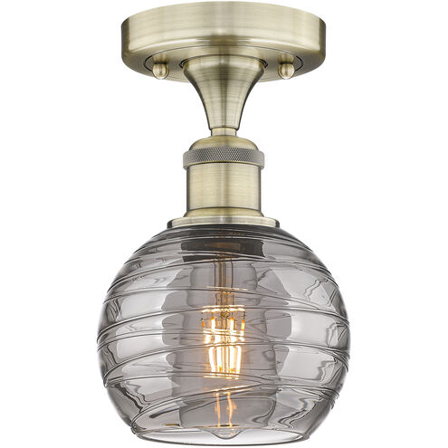 Edison Athens Deco Swirl 1 Light 5.88 inch Antique Brass Semi-Flush Mount Ceiling Light