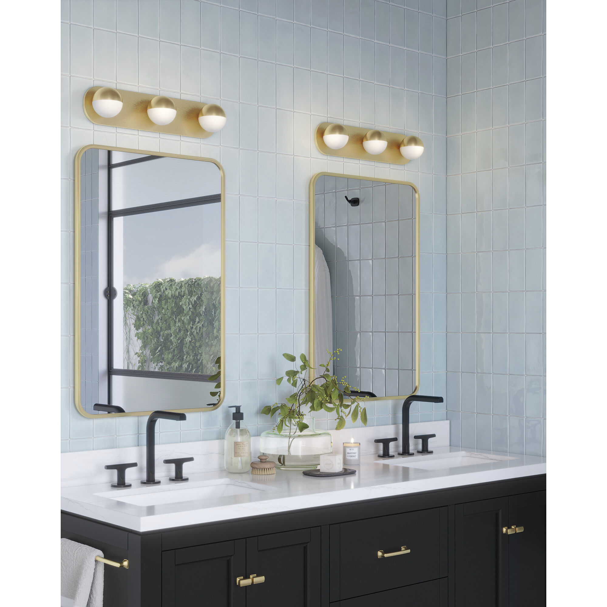 Pluto Vanity Light Wall Light in Brushed Gold