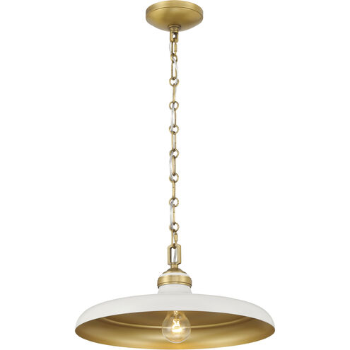 Crowne 1 Light 16 inch Legacy Brass and Off White Cream Pendant Ceiling Light