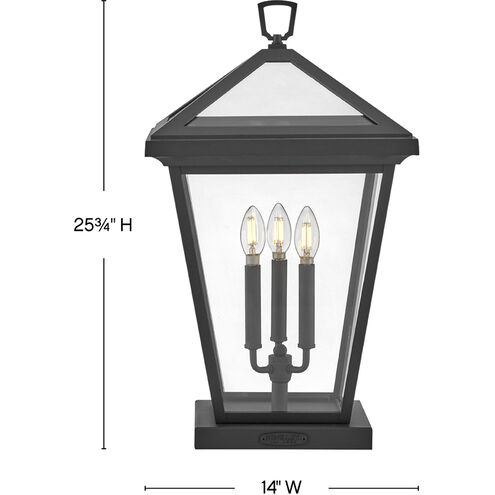 Alford Place 3 Light 25.75 inch Museum Black Outdoor Pier Mount, Estate Series