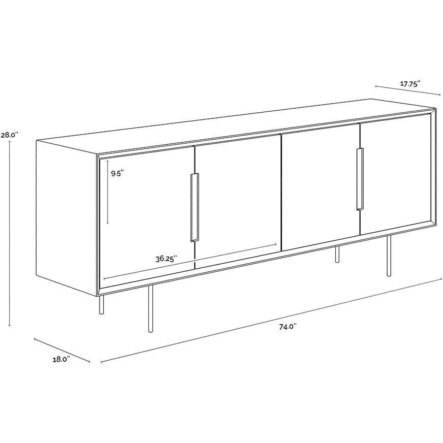 Danbury 74 X 18 inch Modern Cream Sideboard