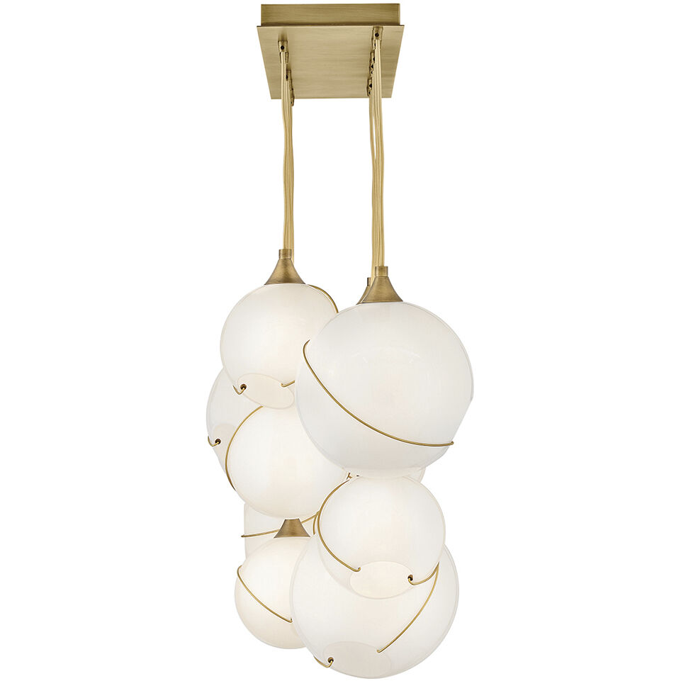 Lisa McDennon Skye 13 Light 60.25 inch Heritage Brass Linear Pendant Ceiling Light in Heritage Brass / Cased Opal