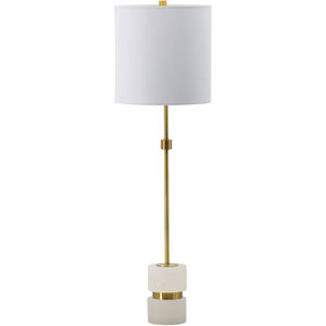 Large Metal Banded 34 inch 100.00 watt Brass/White Buffet Lamp Portable Light
