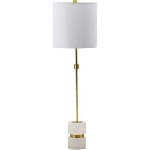 Large Metal Banded 34 inch 100 watt Brass/White Buffet Lamp Portable Light