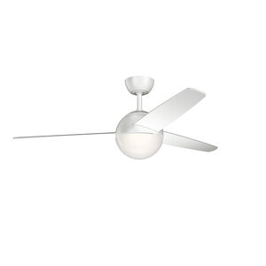Bisc 56 inch Matte White Ceiling Fan in Etched Cased Opal