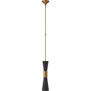 AERIN Clarkson 2 Light 5 inch Hand-Rubbed Antique Brass Narrow Pendant Ceiling Light in Black, Hand-Rubbed Antique Brass and Black, Medium