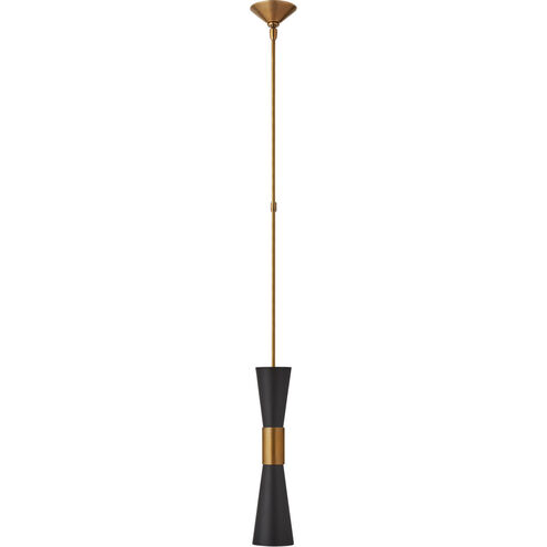 AERIN Clarkson 2 Light 4.75 inch Hand-Rubbed Antique Brass Narrow Pendant Ceiling Light in Black, Hand-Rubbed Antique Brass and Black, Medium