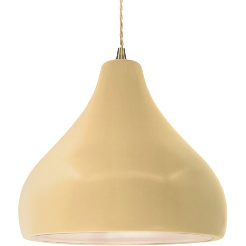 Radiance 1 Light 13.5 inch Antique Brass and Muted Yellow Pendant Ceiling Light