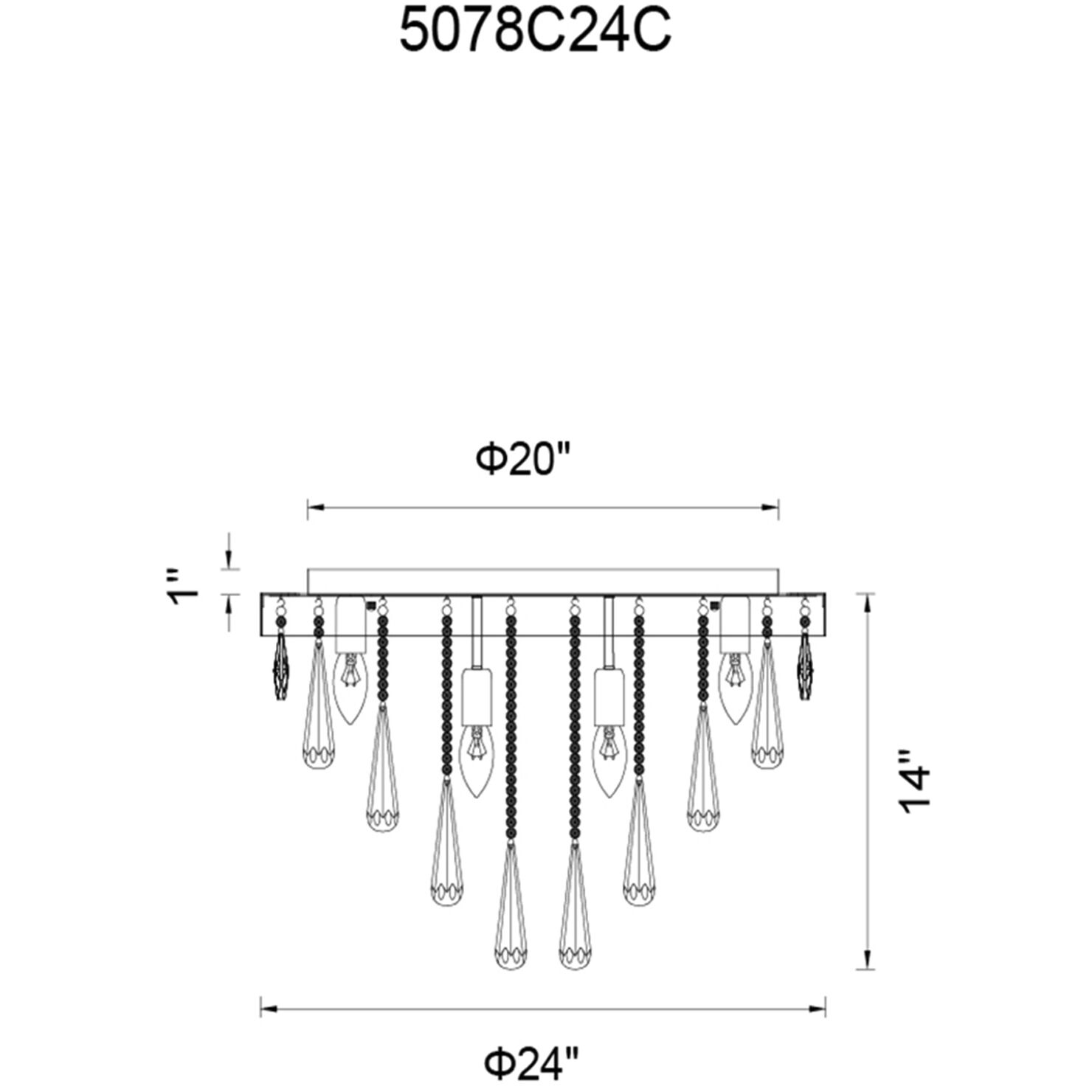 Vast 10 Light 24 inch Chrome Flush Mount Ceiling Light