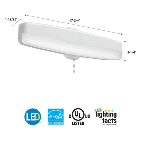 Indoor LED 18 inch Gloss White Flush Mount Ceiling Light, Pull chain