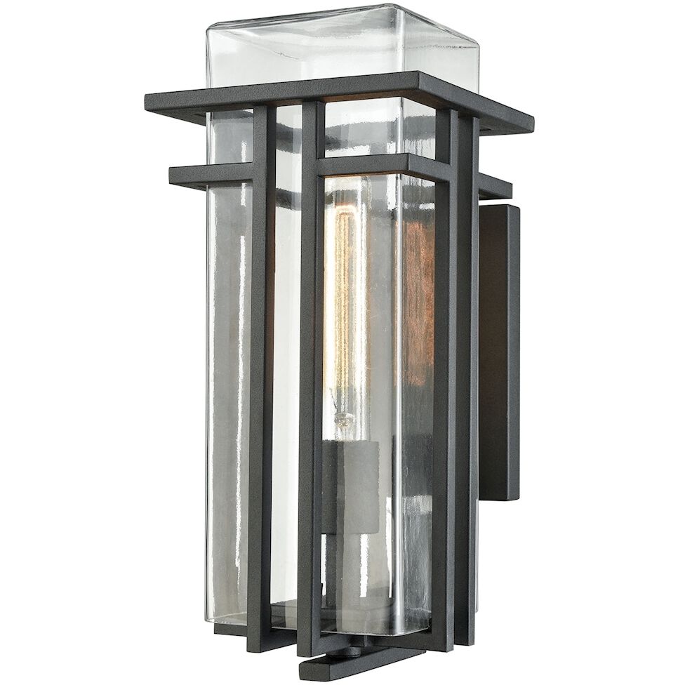 Croftwell 1 Light 15 inch Textured Matte Black Outdoor Wall Sconce