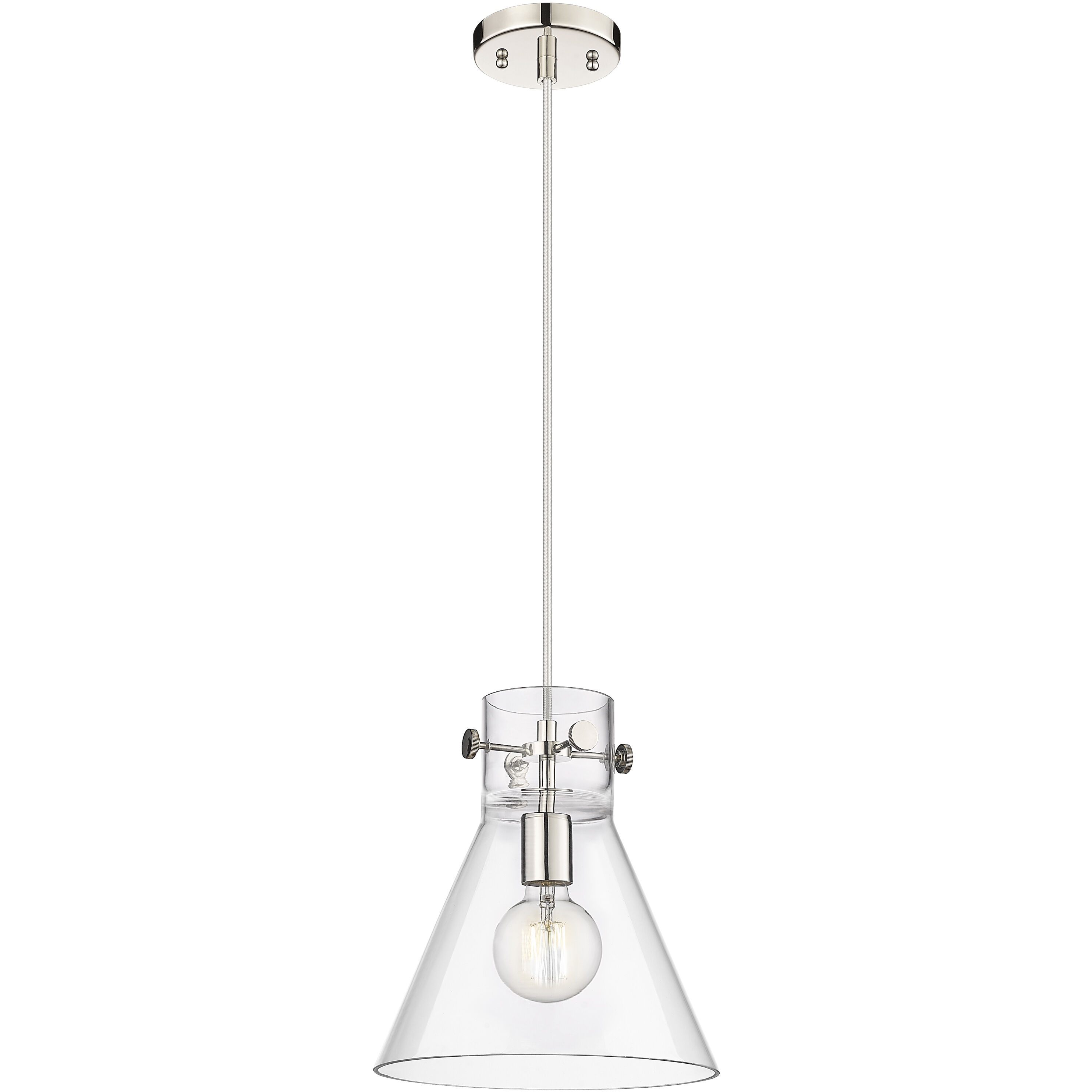 Downtown Urban Newton Cone 1 Light 10 inch Polished Nickel Pendant Ceiling Light in Clear