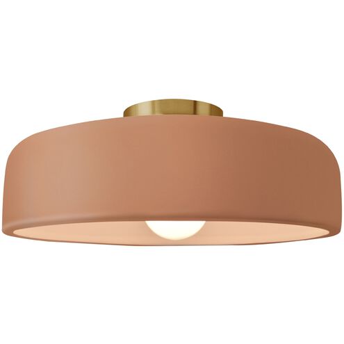 Radiance LED 13 inch Adobe and Brushed Brass Semi Flush Ceiling Light