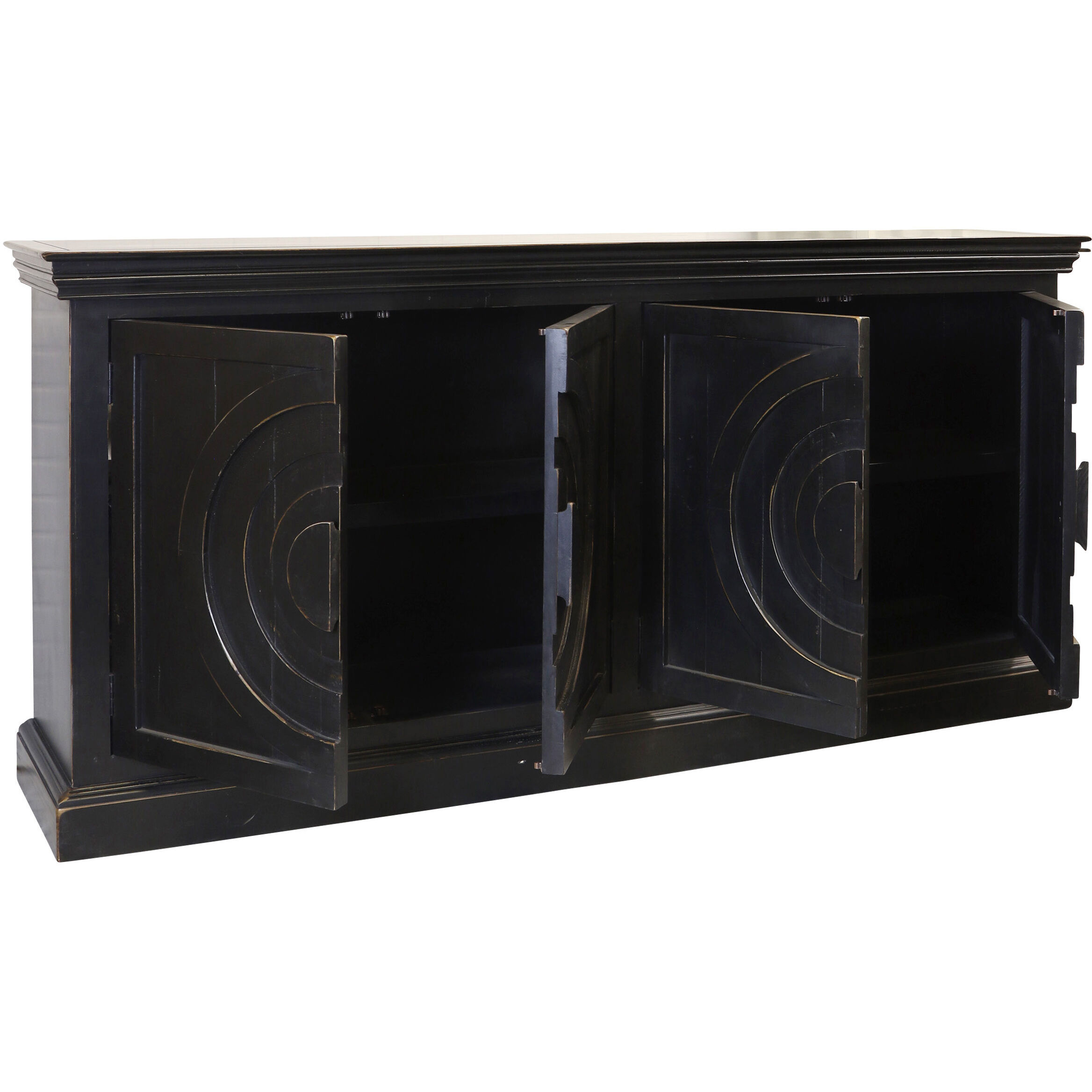 Circles 80 X 17 inch Black Distressed Credenza