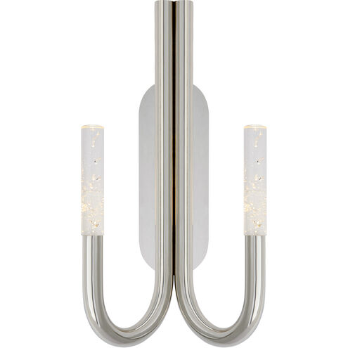 Kelly Wearstler Rousseau LED 10 inch Polished Nickel Double Wall Sconce Wall Light in Seeded Glass