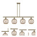 Ballston Farmhouse Rope LED 48 inch Antique Brass Island Light Ceiling Light in Clear Glass with Brown Rope, Ballston