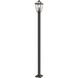 Talbot 3 Light 113.5 inch Oil Rubbed Bronze Outdoor Post Mounted Fixture in Seedy Glass