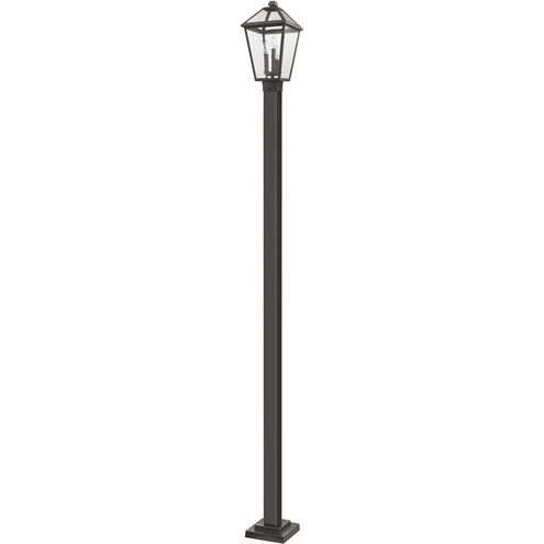 Talbot 3 Light 113.5 inch Oil Rubbed Bronze Outdoor Post Mounted Fixture in Seedy Glass