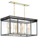 Matthew Frederick International 8 Light 48 inch Black/Antique Brass/Clear Lantern Pendant Ceiling Light, Large