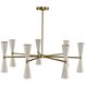 Milo LED 35 inch White and Vintage Brass Chandelier Ceiling Light, 7 Arm